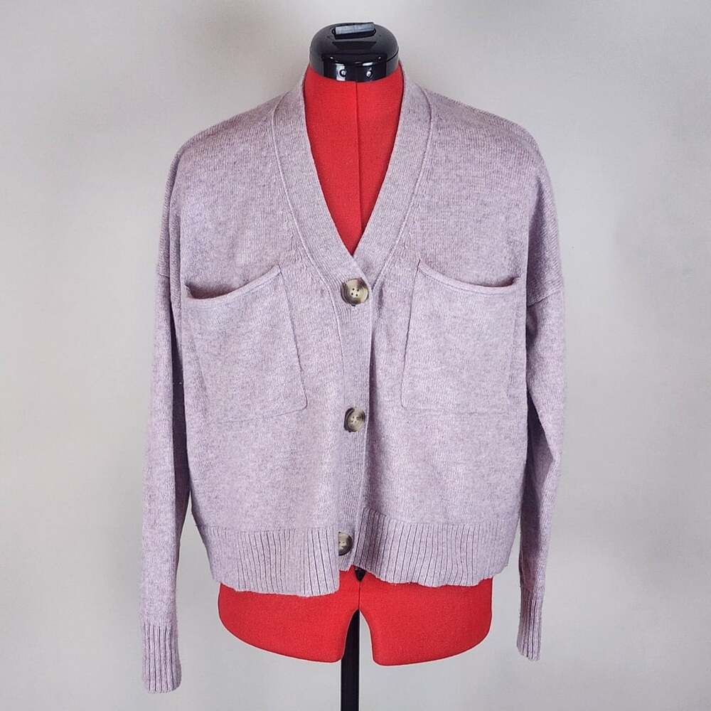 Madewell Cardigan Sweater Size S Purple Wool Blend V-Neck Academia, Soft Girl